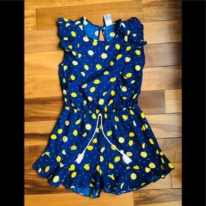 Girls Romper summer blue with lemons